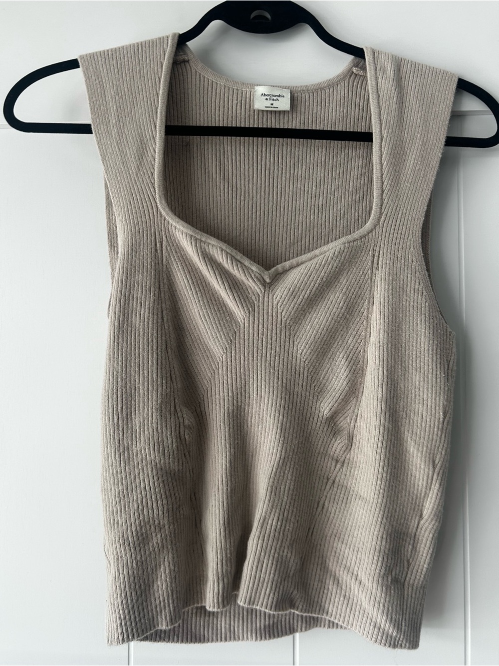 Abercrombie & Fitch Taupe Ribbed Square-Neck Tank Top